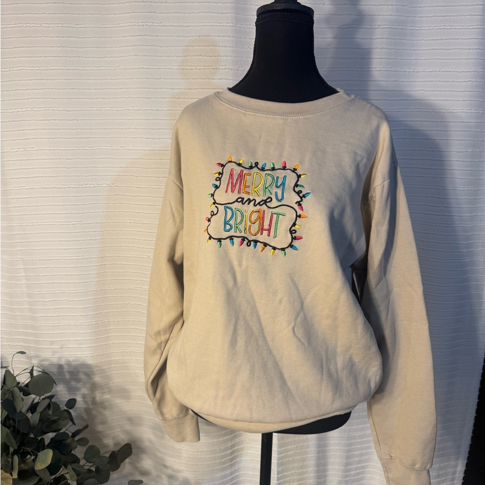 Love in Faith “Merry and Bright” embroidered sweatshirt